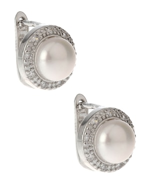Aretes de perla E&N Cherny de plata P 925 con acabado brillante perla con zirconia