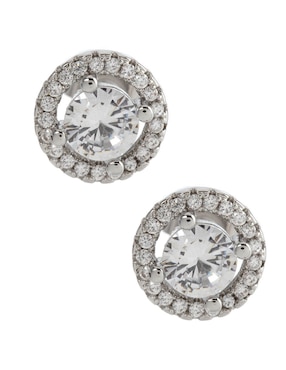 Broqueles circulares E&N Cherny de plata P 925 con acabado brillante zirconia