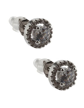 Broqueles circulares E&N Cherny de plata P 925 con acabado brillante zirconia