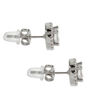 Broqueles circulares E&N Cherny de plata P 925 con acabado brillante zirconia