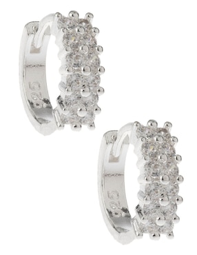 Aretes circulares E&N Cherny de plata P 925 con acabado diamantado zirconia