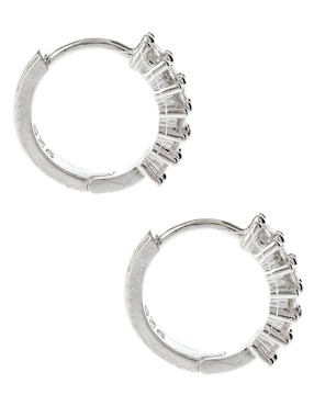 Aretes circulares E&N Cherny de plata P 925 con acabado diamantado zirconia