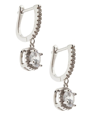 Aretes E&N Cherny de plata con acabado diamantado zirconia