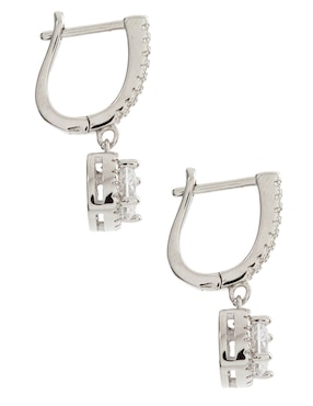 Aretes E&N Cherny de plata con acabado diamantado zirconia