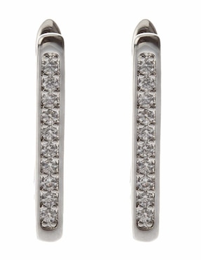 Aretes rectangulares E&N Cherny de plata P 925 con acabado brillante zirconia