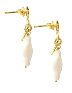 Aretes de flor E&N Cherny de plata P 925 con acabado lustre madre perla