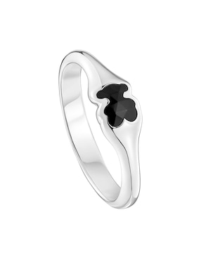 Anillo con gema de oso Tous Icon Color P 925 de plata ónix brillante