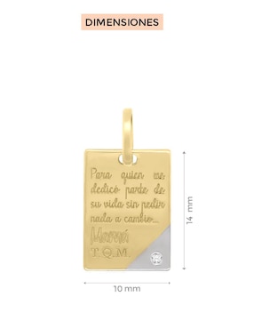 Dije rectangular Fianelli cartita de oro 14 K
