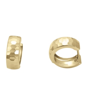 Aretes redondos Cristal Joyas de oro 14 K con acabado texturizado