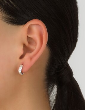 Aretes redondos Cristal Joyas de oro blanco