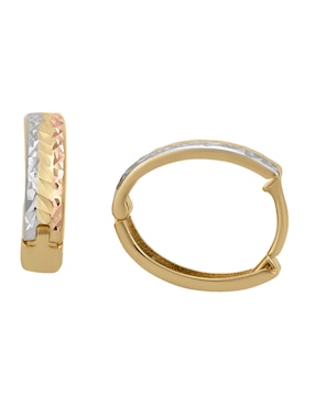 Arracadas Cristal Joyas de oro florentino 14 K con acabado liso