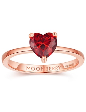 Anillo de corazón Moonberry de plata vermeil P 925 zirconia cúbica con acabado baño de oro rosa