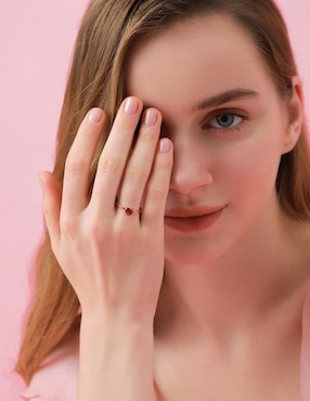 Anillo de corazón Moonberry de plata vermeil P 925 zirconia cúbica con acabado baño de oro rosa