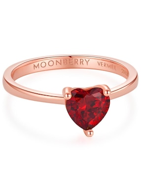 Anillo de corazón Moonberry de plata vermeil P 925 zirconia cúbica con acabado baño de oro rosa