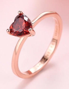 Anillo de corazón Moonberry de plata vermeil P 925 zirconia cúbica con acabado baño de oro rosa