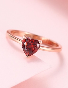 Anillo de corazón Moonberry de plata vermeil P 925 zirconia cúbica con acabado baño de oro rosa