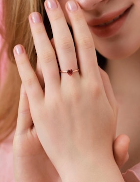 Anillo de corazón Moonberry de plata vermeil P 925 zirconia cúbica con acabado baño de oro rosa
