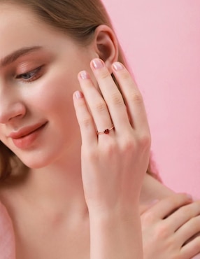 Anillo de corazón Moonberry de plata vermeil P 925 zirconia cúbica con acabado baño de oro rosa