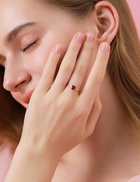 Anillo de corazón Moonberry de plata vermeil P 925 zirconia cúbica con acabado baño de oro rosa