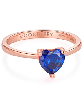 Anillo de corazón Moonberry de plata vermeil P 925 zirconia cúbica con acabado baño de oro rosa