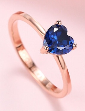 Anillo de corazón Moonberry de plata vermeil P 925 zirconia cúbica con acabado baño de oro rosa