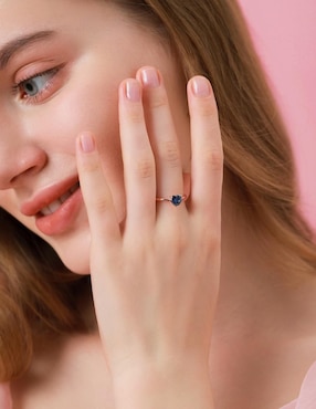 Anillo de corazón Moonberry de plata vermeil P 925 zirconia cúbica con acabado baño de oro rosa