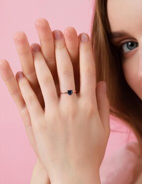 Anillo de corazón Moonberry de plata vermeil P 925 zirconia cúbica con acabado baño de oro rosa
