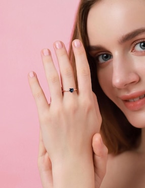Anillo de corazón Moonberry de plata vermeil P 925 zirconia cúbica con acabado baño de oro rosa