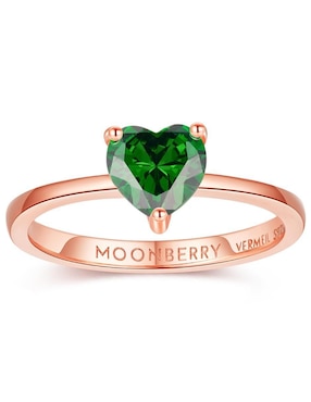 Anillo de corazón Moonberry de plata vermeil P 925 zirconia cúbica con acabado baño de oro rosa