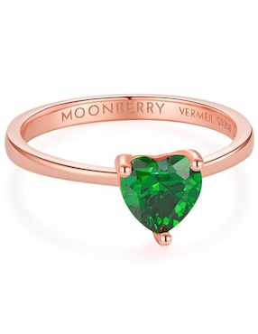 Anillo de corazón Moonberry de plata vermeil P 925 zirconia cúbica con acabado baño de oro rosa