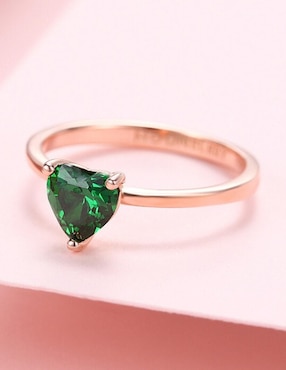 Anillo de corazón Moonberry de plata vermeil P 925 zirconia cúbica con acabado baño de oro rosa