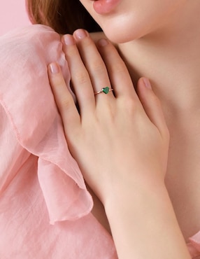 Anillo de corazón Moonberry de plata vermeil P 925 zirconia cúbica con acabado baño de oro rosa