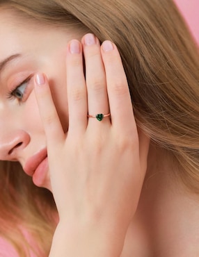 Anillo de corazón Moonberry de plata vermeil P 925 zirconia cúbica con acabado baño de oro rosa