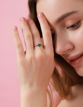 Anillo de corazón Moonberry de plata vermeil P 925 zirconia cúbica con acabado baño de oro rosa