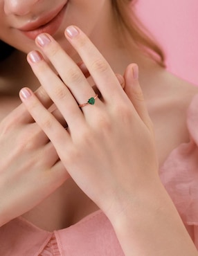 Anillo de corazón Moonberry de plata vermeil P 925 zirconia cúbica con acabado baño de oro rosa