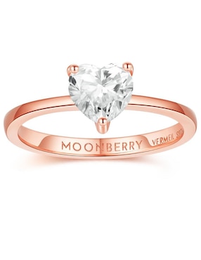 Anillo de corazón Moonberry de plata vermeil P 925 zirconia cúbica con acabado baño de oro rosa