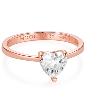 Anillo de corazón Moonberry de plata vermeil P 925 zirconia cúbica con acabado baño de oro rosa