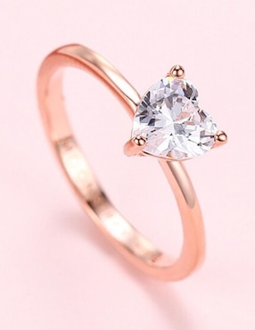 Anillo de corazón Moonberry de plata vermeil P 925 zirconia cúbica con acabado baño de oro rosa