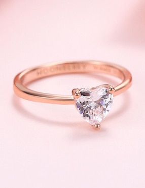 Anillo de corazón Moonberry de plata vermeil P 925 zirconia cúbica con acabado baño de oro rosa