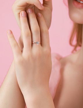 Anillo de corazón Moonberry de plata vermeil P 925 zirconia cúbica con acabado baño de oro rosa