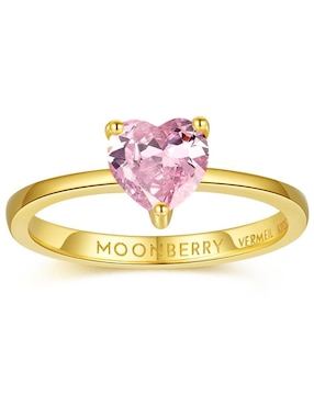 Anillo de corazón Moonberry de plata vermeil P 925 zirconia cúbica con acabado baño de oro