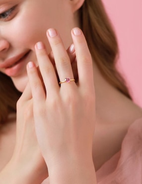 Anillo de corazón Moonberry de plata vermeil P 925 zirconia cúbica con acabado baño de oro