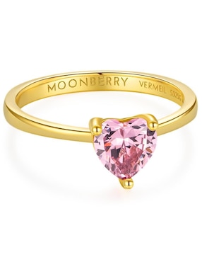 Anillo de corazón Moonberry de plata vermeil P 925 zirconia cúbica con acabado baño de oro
