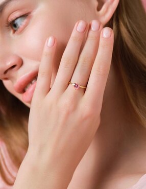 Anillo de corazón Moonberry de plata vermeil P 925 zirconia cúbica con acabado baño de oro