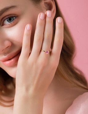 Anillo de corazón Moonberry de plata vermeil P 925 zirconia cúbica con acabado baño de oro