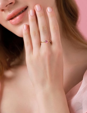 Anillo de corazón Moonberry de plata vermeil P 925 zirconia cúbica con acabado baño de oro