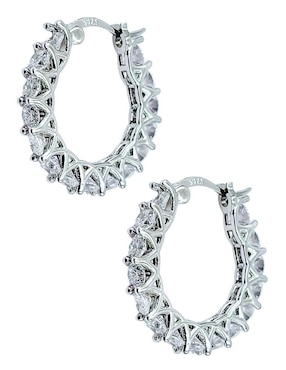 Arracadas Aretize de plata P 925 con acabado pavé zirconia