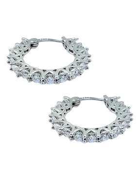 Arracadas Aretize de plata P 925 con acabado pavé zirconia