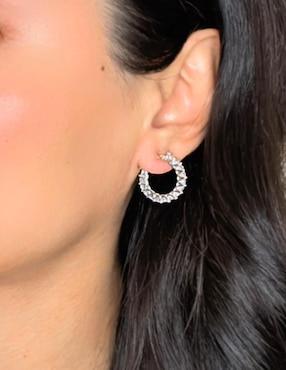 Arracadas Aretize de plata P 925 con acabado pavé zirconia