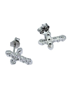 Aretes de cruz Aretize de plata P 925 con acabado pavé zirconia